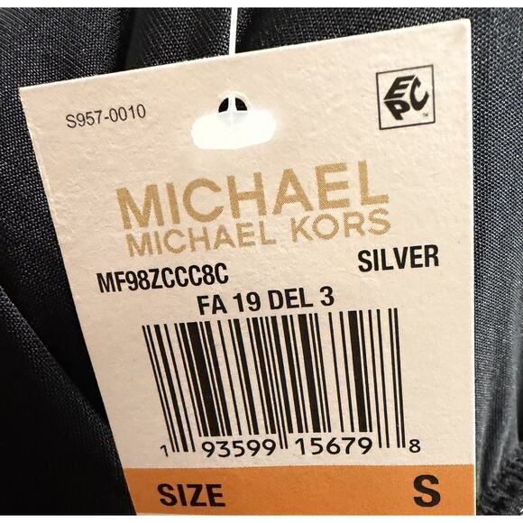 NEW Michael Kors Mini Dress Tiered Ruffle Metallic Silver Holiday Party S Small - Picture 3 of 3